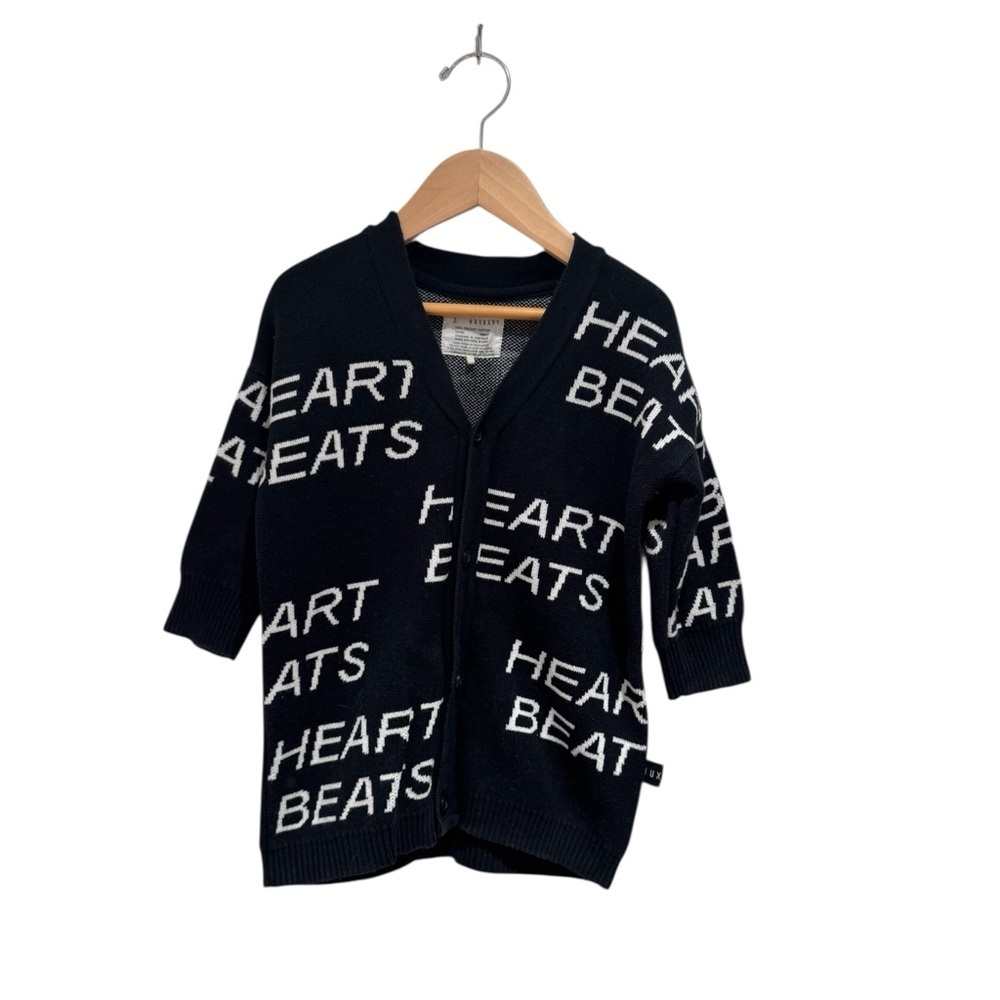 Huxbaby Black and White Sweater Cardigan - size 2 (generous fit)